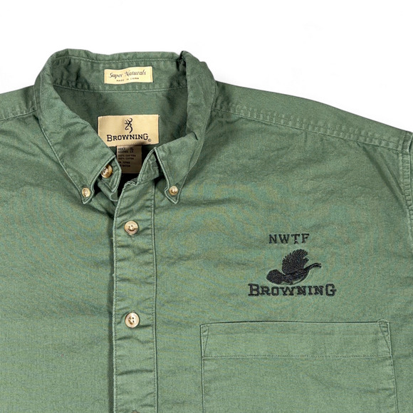Vintage Browning Shirt Adult EXTRA LARGE Green NWTF Wild Turkey Hunting Y2K - Picture 2 of 11